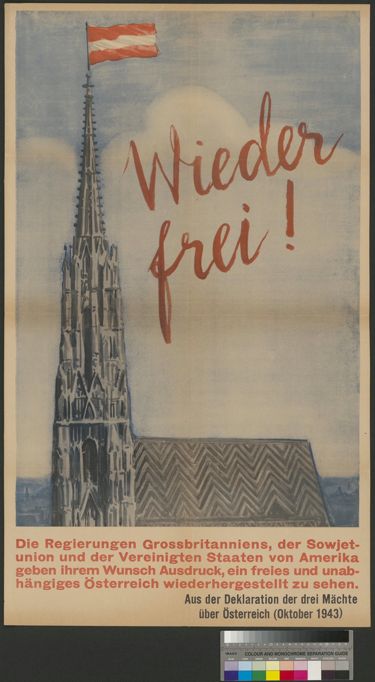 1945 Wieder frei! poster from Bratislava depicting liberation