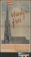1945 Wieder frei! poster from Bratislava depicting liberation