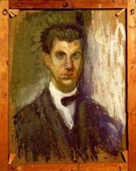 Self-portrait study painting by Richard Gerstl depicting an intense close-up of his face