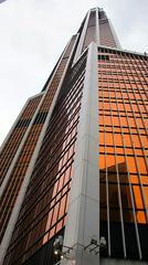 Moscow International Business Center skyscrapers under a cloudy sky
