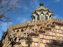 Finca Güell historic architecture with detailed brickwork and decorative elements