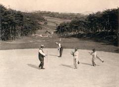 Hyochangwon historical site turned into Korea's first golf course in 1921 with royal family tombs visible
