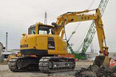 Komatsu hydraulic excavator used in construction of Metropolitan Inter-City Expressway in Satte City in March 2013