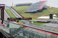Vintage cars lined up at Circuit of The Americas in 2014