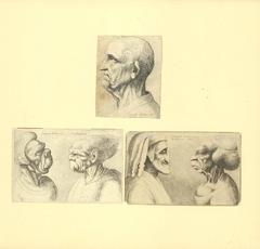 Caricatures of men based on Leonardo da Vinci by Václav Hollar, 1645