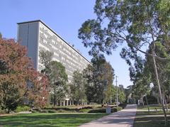 Robert Menzies Building at Monash University Clayton campus near Menzies fountain
