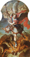 Saint Michael fighting the Devil painting by André Gonçalves from 1730