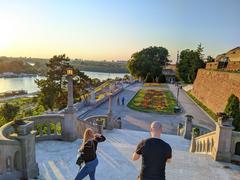 View of Belgrade cityscape with Danube and Sava rivers