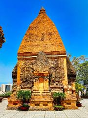 Cham Hindu temples complex atop Mount Cù Lao in Nha Trang, Vietnam, featuring the main Ponagar tower and surrounding temples against a clear sky