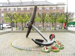 Anchor memorial at Nyhavn in Copenhagen commemorating sailors who died in World War II