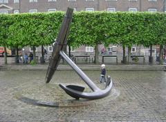 Memorial anchor at Nyhavn waterfront in Copenhagen, Denmark