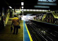 Chicago Loop elevated train station with tracks and platforms