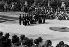 Vintage photograph of Mexico City showing a presidential procession for Antonio Caso's remains transfer