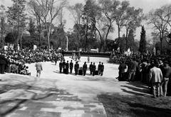 Historic photograph of the transfer of Antonio Caso's remains to Rotonda de los Hombres Ilustres in Mexico City, January 6, 1974