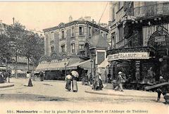 Exterior view of Le Rat Mort cafe and cabaret in Place Pigalle Montmartre Paris historic building