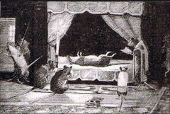 Drawing of La Mort after a fresco in Le Rat Mort restaurant Place Pigalle Paris