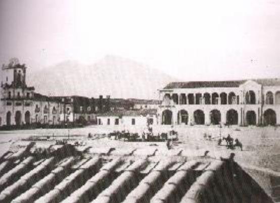 Historic Plaza de Armas in Santiago de Chile in 1850