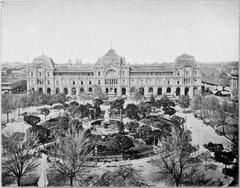 Plaza del Armas in Santiago, Chile with historical buildings and trees