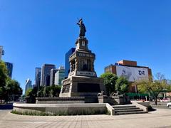 Monument of Cuitlahuac with statues and emblem