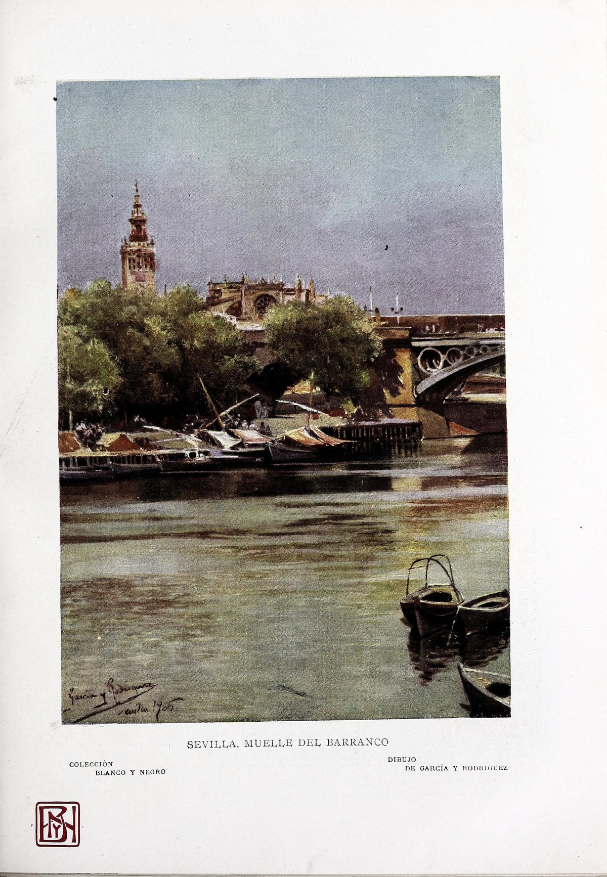 Sevilla Muelle del Barranco historic waterfront scene with vintage buildings and harbor