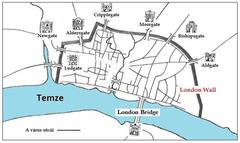 Map showing the gates of the historic London Wall