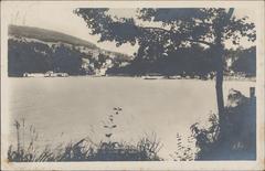 Scenic view of Lake Gérardmer from the shoreline with calm water and surrounding nature