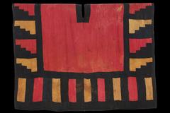 Ancient Nasca-Huari style unku with staggered and linear geometric designs