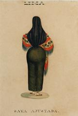 Saya ajustada traditional garment lithograph ca. 1840-1841 hand-colored on paper