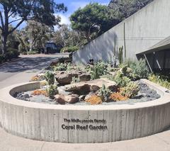 McReynolds Family Coral Reef Garden at SIO campus in La Jolla with diverse coral and marine life