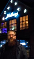Andy Mabbett outside Melkweg venue in Amsterdam during GLAMcamp evening programme