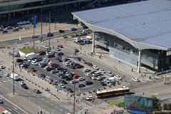 View of parking lot in front of Central Station from Palace of Culture and Science in Warsaw