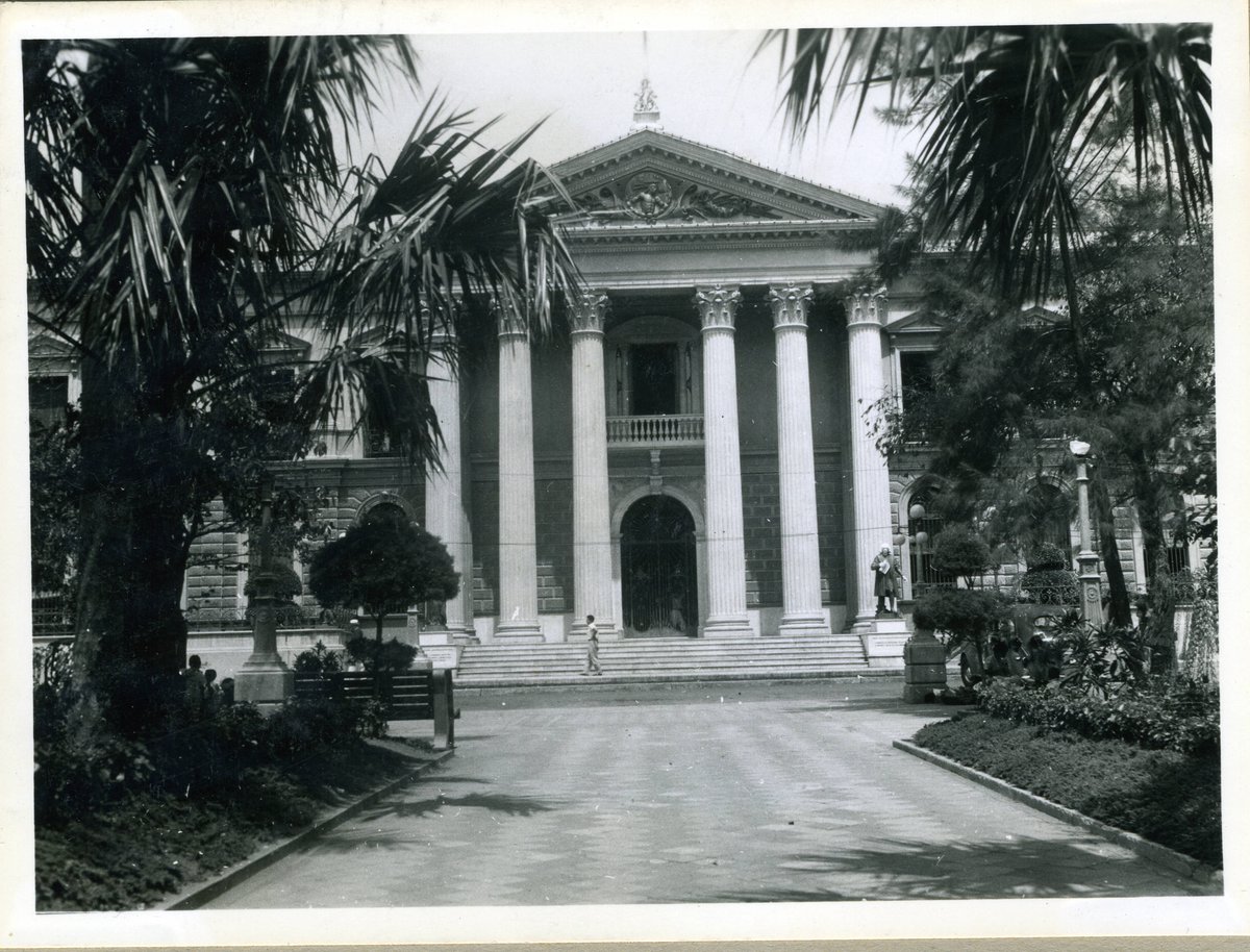 The Federal Palace in San Salvador viewed from central park with construction on Inter-American Highway in the background