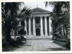 The Federal Palace in San Salvador viewed from central park with construction on Inter-American Highway in the background