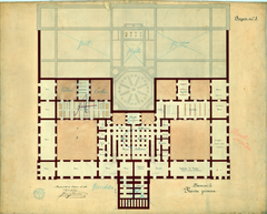 Architectural plan showing separation of museum and library