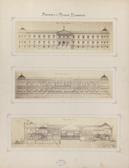 Architectural project drawing of National Library and Museums Palace by Antonio Ruiz de Salces