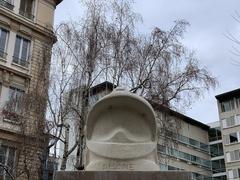 Memorial statue dedicated to firefighter Stéphane Abbes in Lyon