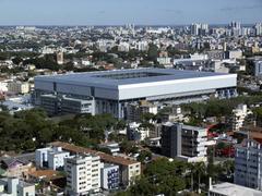 Arena da Baixada football stadium exterior with clear sky