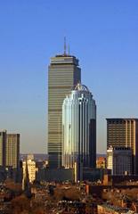 Modern city street view with tall buildings on Huntington Avenue