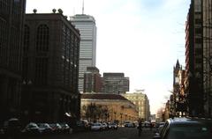 Boylston Street near Copley Square in Boston with historic buildings and busy street scene