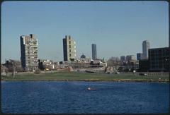 Toward Boston cityscape view with clear sky