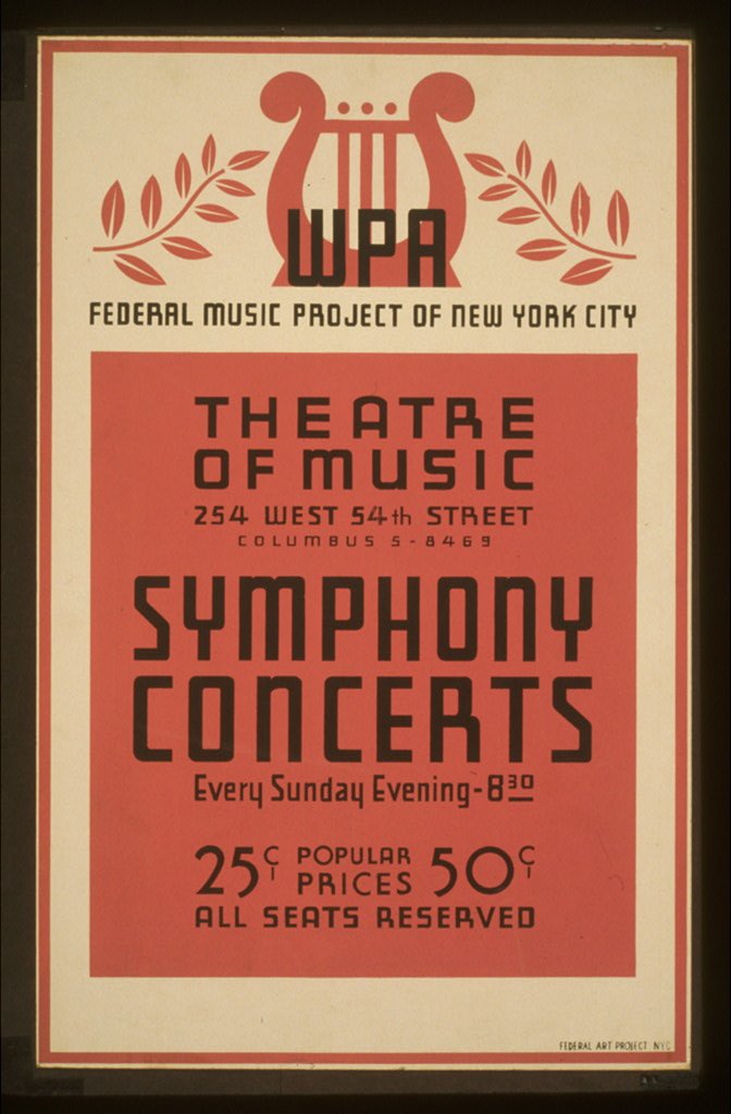 WPA Federal Music Project orchestra performing in New York City Theatre of Music