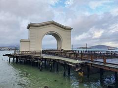 Historic Pier 43 Ferry Arch in San Francisco at sunset