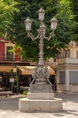 Lamppost at Plaza de Bib-Rambla in Granada, Spain during twilight