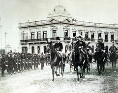Peruvian President Augusto B. Leguía on horseback during the 1908 Flag Oath Day in Lima