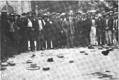 Remains of tragedy aftermath showing destroyed structures and debris