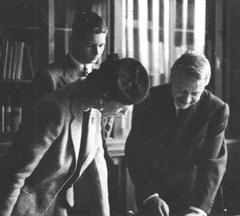 Romania King Michael I and mother Helen visiting University of Bucharest Anthropological Institute in 1940