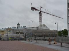 View of Helsinki cityscape with modern and historic buildings along the waterfront