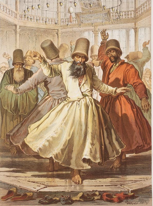 Dancing Dervishes performing a ritual in Galata Mawlawi House
