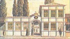 18th century engraving of Galata Mevlevihanesi front facade