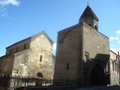 Anchiskhati Church in Tbilisi, historic brick church with arched roof and bell tower